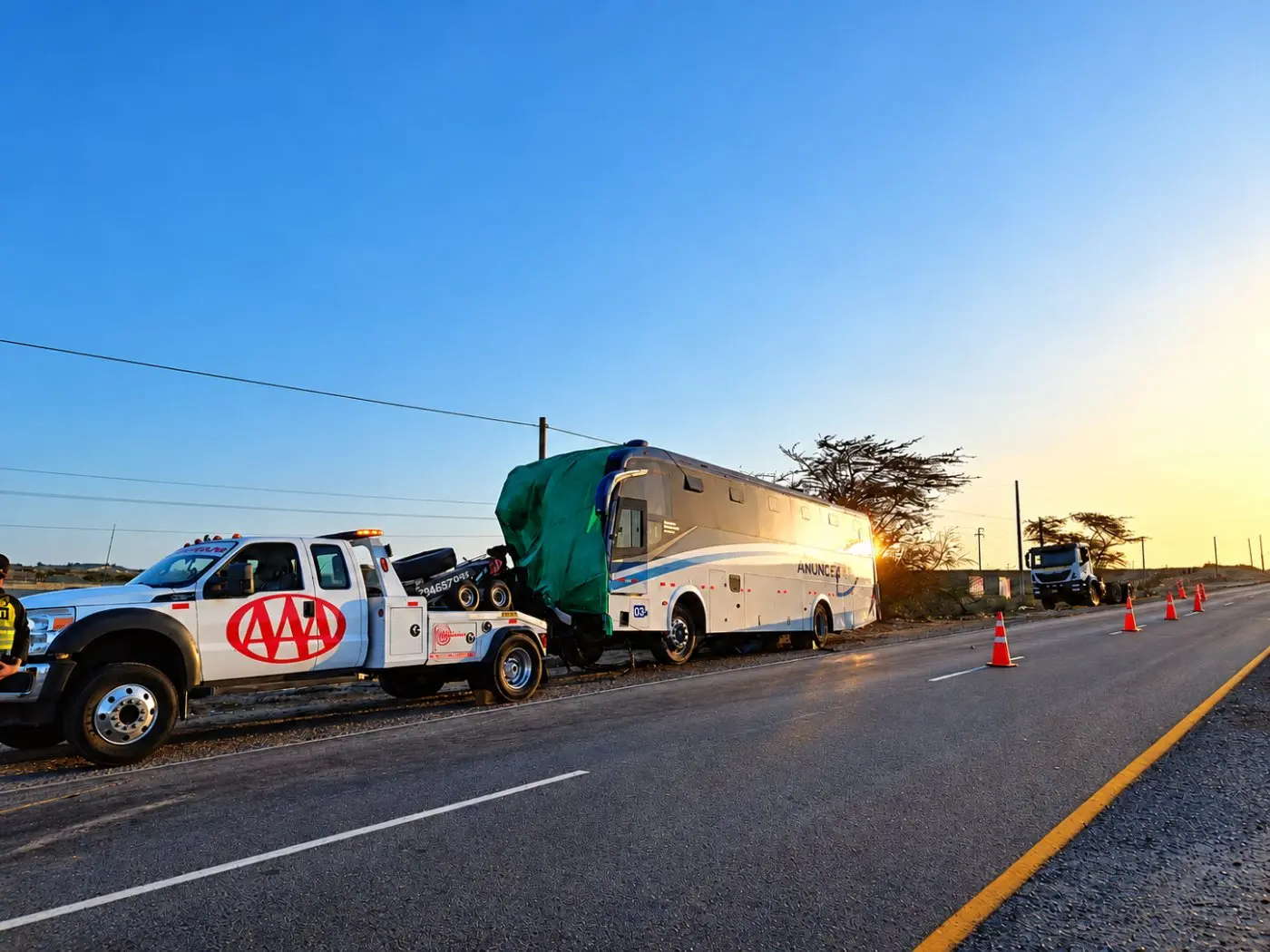 Grúa Famosa Triple A en servicio